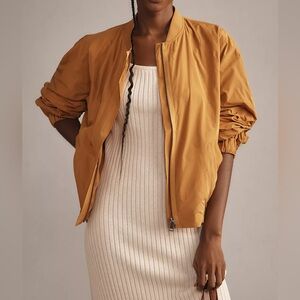 Maeve Anthropologie Balloon-Sleeve Bomber Jacket